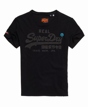 Superdry Vintage Logo Monochrome Férfi Pólók Fekete | AQRZM1836